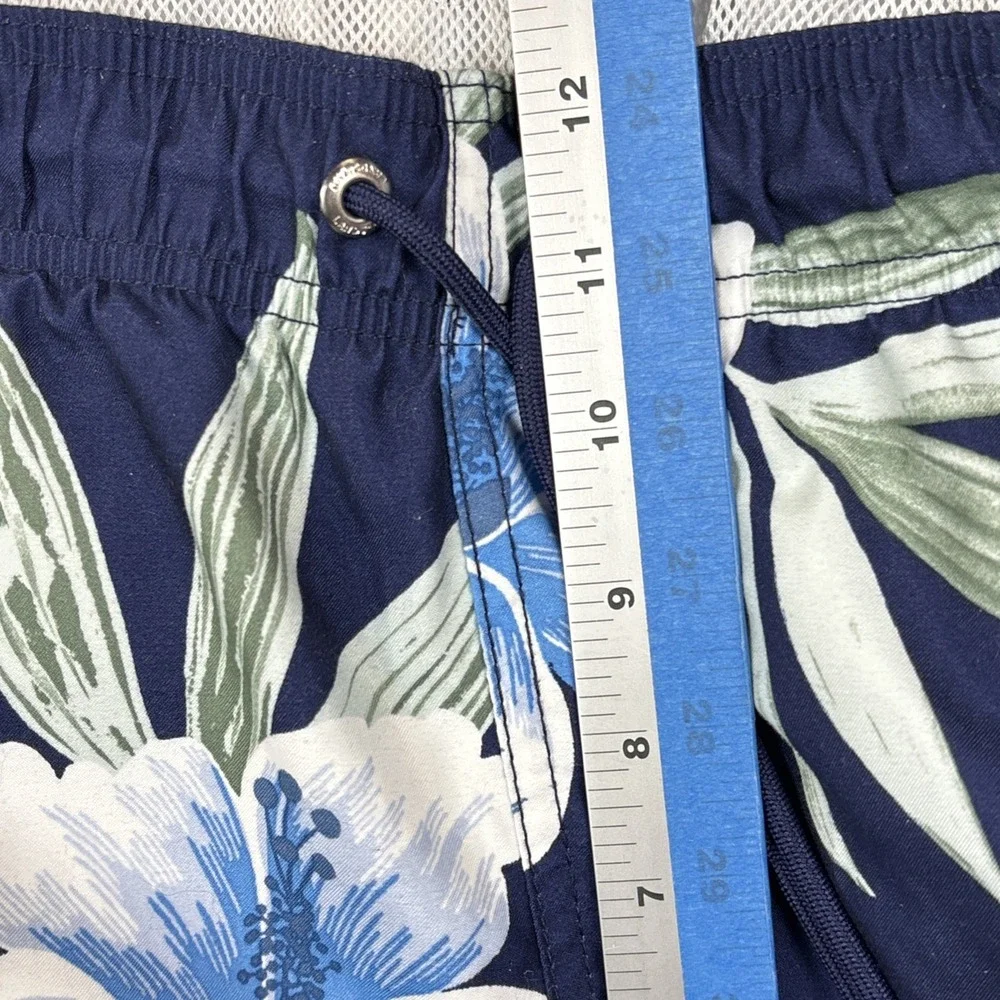 Lands End‎ Men XL 40-42 Swim Trunk Board Shorts Lined Blue Floral Beach Vacation